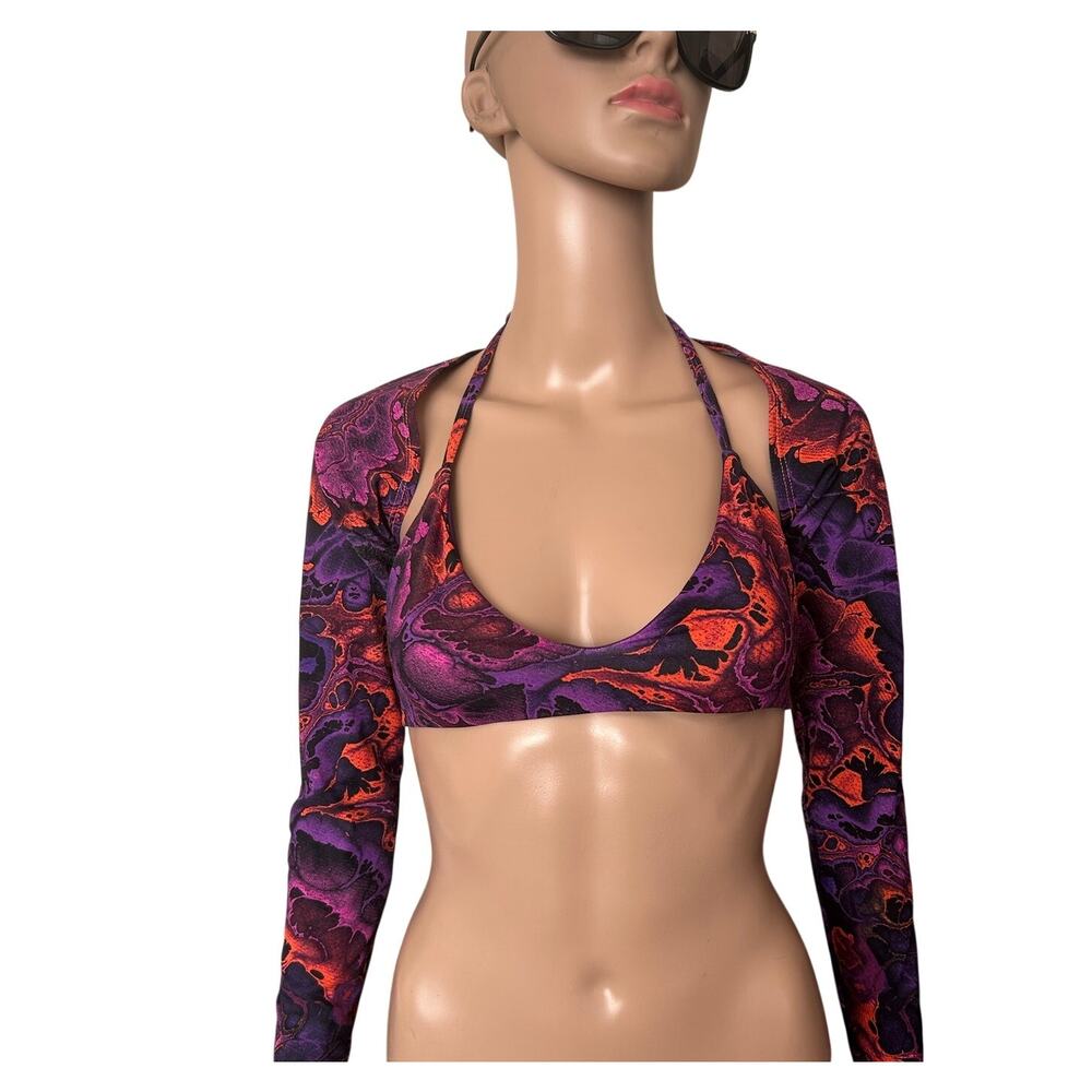 Freedom Rave Wear Radiance Long Sleeve Top & Two Triangle Bikini Tops Set Rave